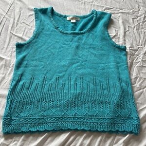 Traditions Bright Blue Knit Sleeveless Top Size Medium